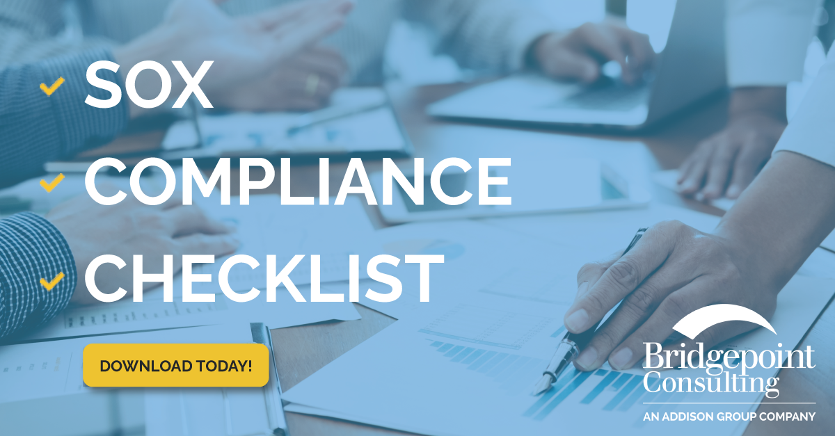SOX Compliance Checklist Bridgepoint Consulting