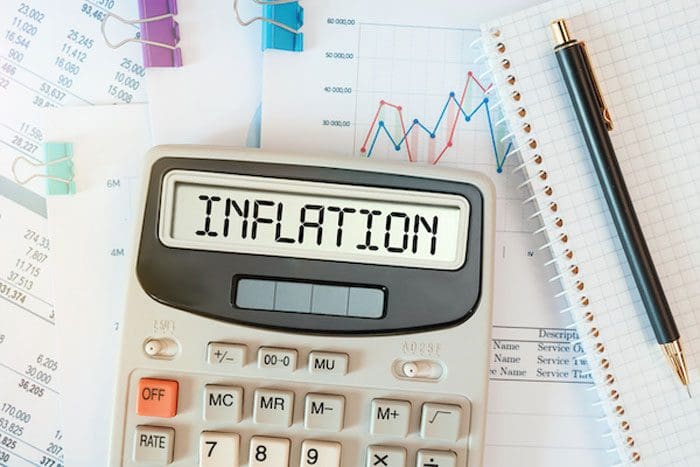 INFLATION word on calculator. Business concept