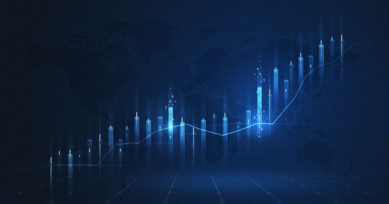 Market chart of business increase stock graph or investment financial data profit on growth money diagram background with success diagram exchange information.