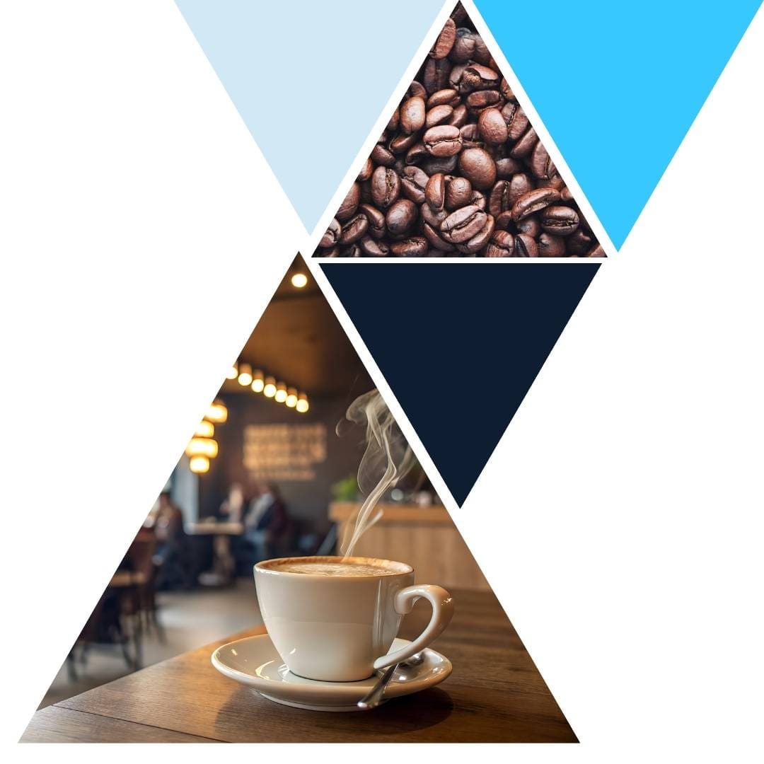 A cup of coffee and coffee beans